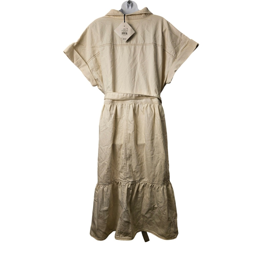 Universal Thread Midi Dress Womens 3X Cream NWT Utility Button Down Belted - Picture 4 of 5